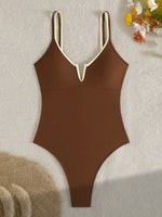2025 Splicing Underwired V-Bar Women Micro Thong Swimwear One Piece Swimsuit Female Backless Monokini High Cut Bathing Suit Swim