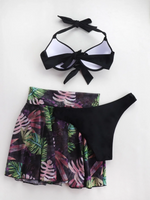 3 Piece Tropical Bikini Halter Push Up Swimsuit & Beach Shirt Swimwear Women 2026 Bathers Bathing Swimming Suit Female Beachwear