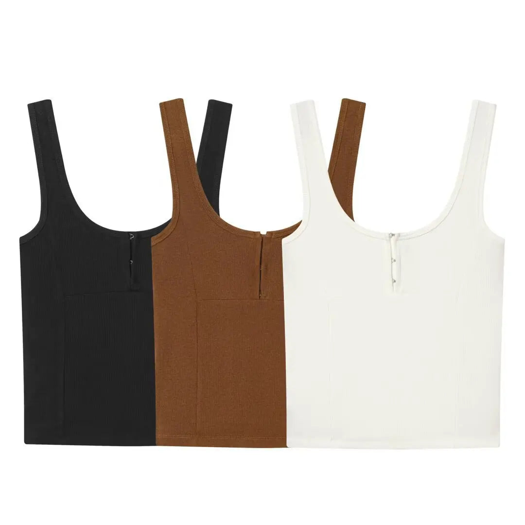 Women's Casual Fashion Strap Simple Versatile Round Neck Camisole Top Fashion Style Backless Deep V Sleeveless top elegant WBG2
