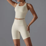 Yoga Set 2PCS Sports Suit seamless sports vest Women Nude tight-fitting Gym running Shorts Fitness Tracksuit Workout Sportswear