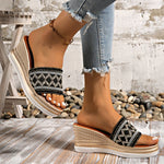 Bohemian Style Wedges Sandals for Women 2026 Summer High Heels Platform Slippers Woman Plus Size 43 Thick Sole Rome Sandals