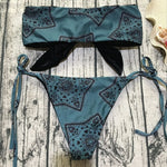 Sexy Printed Bow Knotted Bandeau Bikini 2026 Women Swimsuit Female Swimwear Two Pieces Bikini Set Tie Push Up Bathing Suit Swim