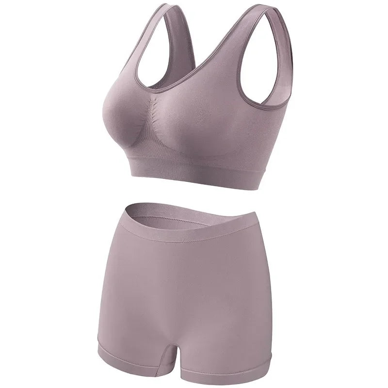 Women Seamless Bra Set Female Bra Tanks Low Waist Boyshorts Underwear Sexy Casual Sports Panties Lingerie Set S-5XL Intimates