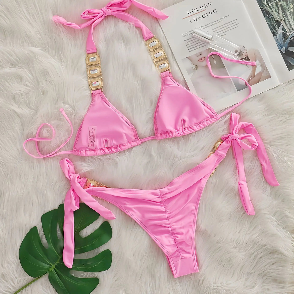 Halter Brazilian Rhintstones Diamond Bikini Women Swimsuit Female Swimwear Two Pieces Bikini Set Scrunch Butt Bathing Suit Swim