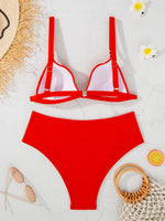 sexy push up bikinis sets two pieces solid high waist swimsuit bathing suit Swimwear Biquini conjunto de bikini tankini biquini