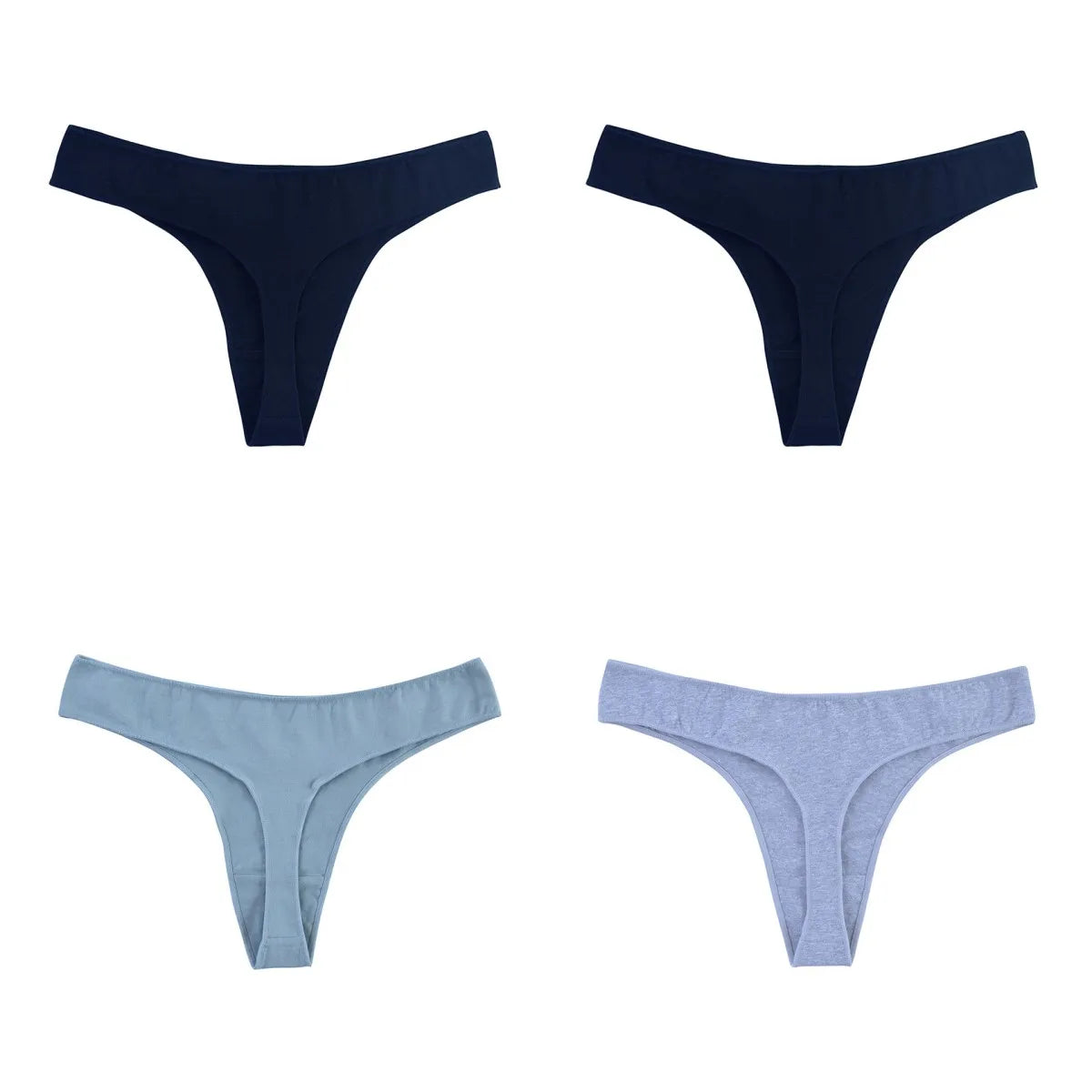 4Pcs/Set Cotton Panties Women Low-Rise Thong G-string Solid Breathable Stretchy Underwear Ladies Sexy T-back Lingerie M-XL