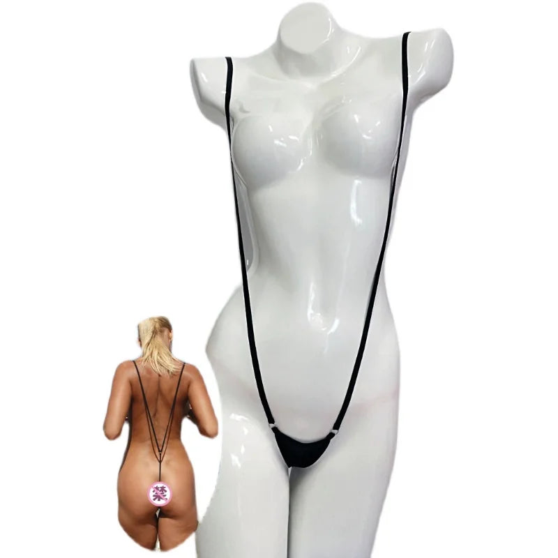 DEKA BikiniWomen Transparent Swimwear See Through Bodysuit Sheer Erotic Lingerie One Piece Swimwear Halter Backless G-string