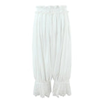 Women's Ruffled Lace Trim Loose Pants For Woman White Ruffled Embroidery Camisole Straps Button Front For Sweet Summer Look WM6E