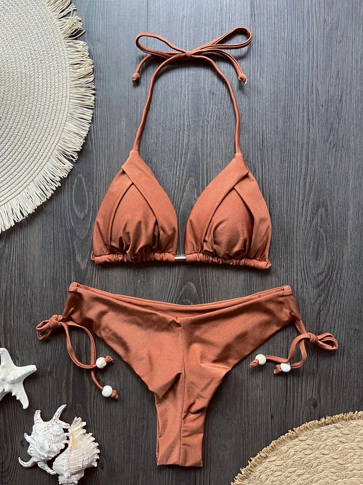2026 Sexy Folds Bikini Set Solid Micro Bikinis Women Swimsuit Female Triangle Swimwear Beach Wear Bathing Suit
