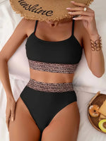 New Sexy Black High Waisted Bikinis Two Pieces Swimsuit Women Swimwear Mesh Beach Wear Sporty Padded Bathing Suits Pool Summer