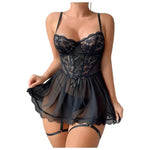 Soild Lingerie Erotic Nightwear Womens' Nightdress Sexy Pajamas Lace Nightclub Fun Underwear Hollow Backless Ladies Nightgown
