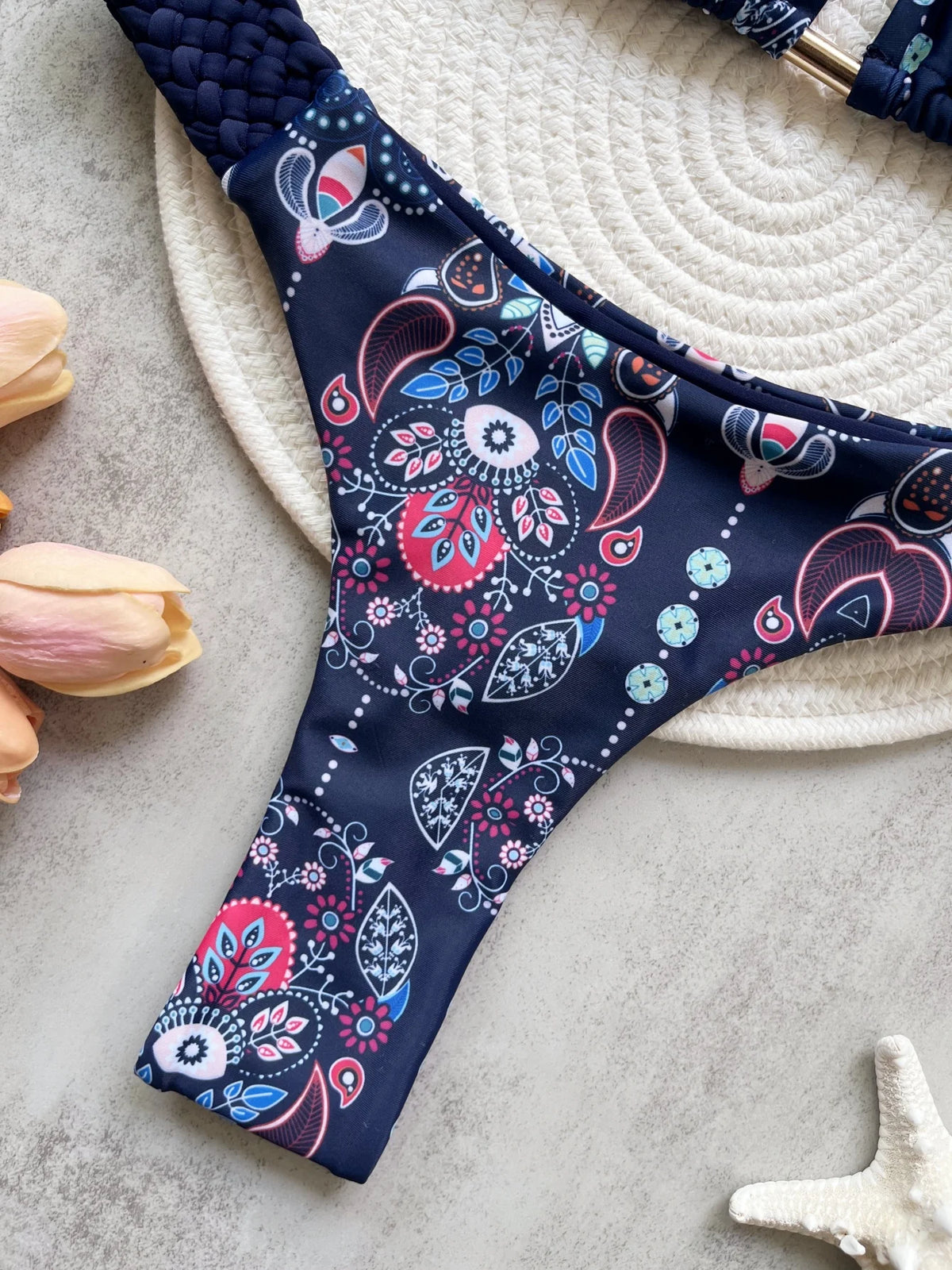 Fashion Print Halter Mini Thong High Cut Bikini Female Swimsuit Women Swimwear Two-pieces Bikini Set Bather Bathing Suit Swim