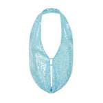Women Summer Solid Color Tank Tops Sparkly Sequins Backless Halter Neck Vests Sleeveless Backless Crop Tops Streetwear