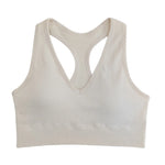 2Pcs/Set Women Deep V Neck Y-Back Padded Tank Bra Rib Cropped Tank Bralette Racerback Strap Daily Inner Top One Size Underwear