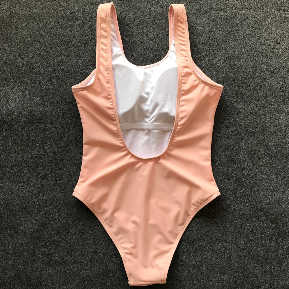 S - XXL Sexy White One Piece Swimsuit Women Thong Swimwear High Cut Trikini Backless Monokini Bather Bathing Suit Swim Bodysuit