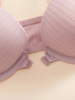 1 3 5Pcs Pure and Simple Everyday Solid Bra Push up Sexy Bras Ribbed Fabric with Unlined Sweet Women's Underwear