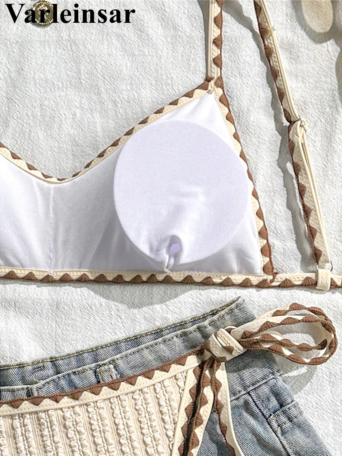 Wrinkled Crinkled Bikini Women Swimwear Female Swimsuit Two-pieces Bikini Set High Leg Cut Padded Bather Bathing Suit Swim V8029