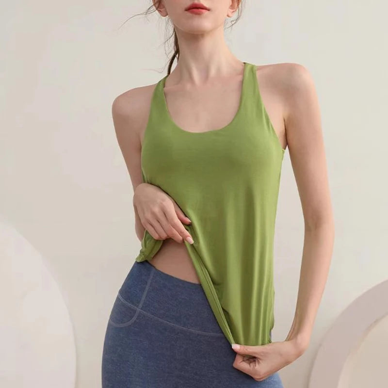 Women's Shockproof Yoga Sports Vest Quick Drying Breathable High-Strength Running Sports Bra with Chest Cushion for Fitness