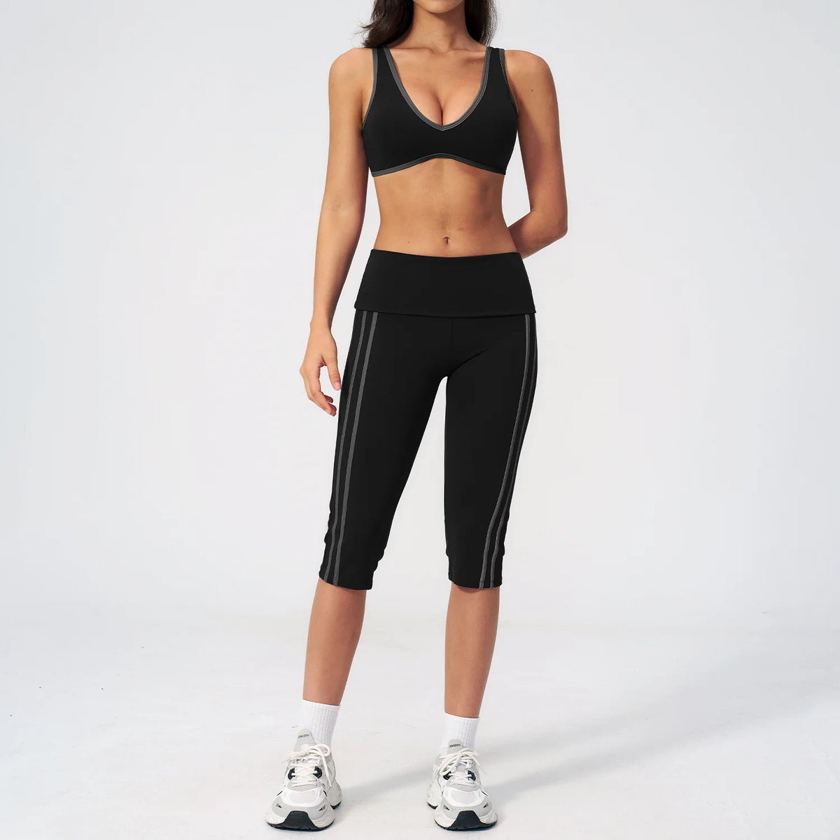 Summer Color Blocked Yoga Sets Women Slim Sports Bra High Waist Pants Fitness Suits Outwear Gym Running Push Up Workout Clothes