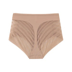 1PC Women Mid-Rise Striped Mesh Shaping Briefs Anti-Chafing Shapers Tummy Control Panties Under Skirt Plus Size Underwear M-3XL