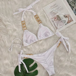 DEKA Women's Rhinestone String Green Bikini Set Sexy Female Beach Vacation 2 Piece Swimsuit