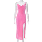 Elegant Sexy Evening Party Dress for Women 2022 New Midi Long Bodycon Slip Dresses Summer Thigh Split Vestidos De Fiesta