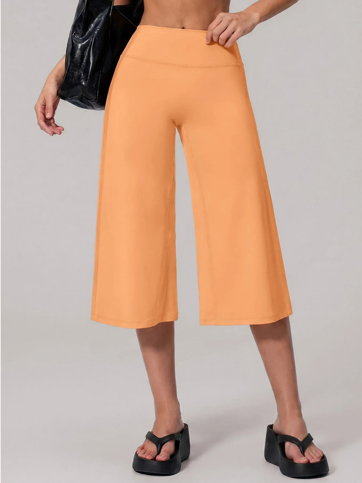 Summer New Yoga Mid Pants for Women Quick Drying Solid High Waist Loose Fit Yoga Trousers Gym Running Fitness Exercise Leggings