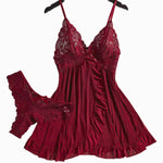 Plus Size Underwear For Women Sexy Thong Nightdress Sets Transparent Underpants A Set Of Female Lingerie Lace Panties Nightgowns