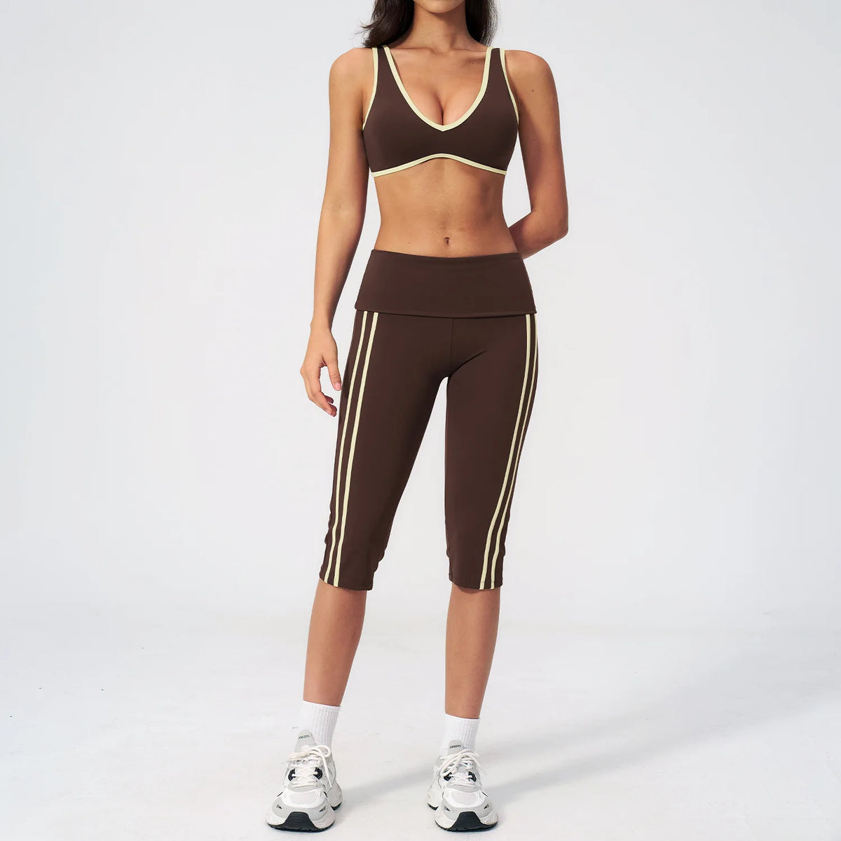 Summer Color Blocked Yoga Sets Women Slim Sports Bra High Waist Pants Fitness Suits Outwear Gym Running Push Up Workout Clothes
