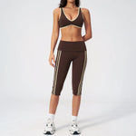 Summer Color Blocked Yoga Sets Women Slim Sports Bra High Waist Pants Fitness Suits Outwear Gym Running Push Up Workout Clothes