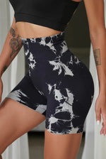 Tie Dye Yoga Shorts Marble Gym Shorts Women Push Up Sports Shorts Women Fitness Tights Breathable High Waist Booty Shorts