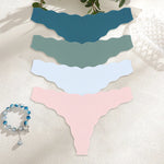 4PCS Women Seamless Panties Wavy Design Ultra-thin Panties Women Ice Silk Underwear Sexy Panty Low Waist G-string Female Solid