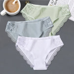 3Pcs/set Women's Cotton Panties M-2XL Women Patchwork Lace Underwear Sexy Low Waist Briefs Ladies Comfortable Underpants 2022