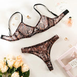 Leopard Printed See Through Bra and Panty Set Women Sexy Lingerie Ultra-thin Transparent Underwear Intimate Sleepwear