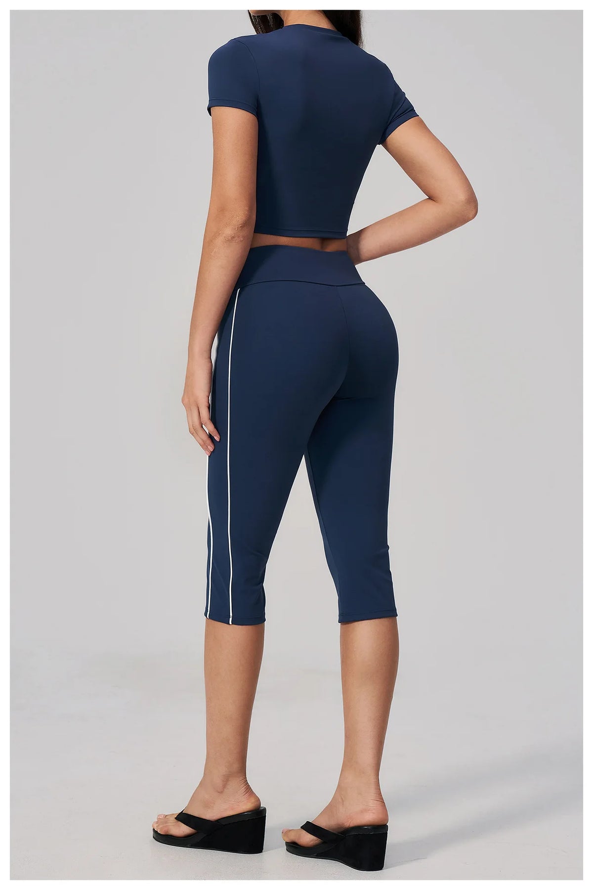 Color Blocked Yoga Suit Women Tracksuit Short Sleeve Shock-absorbing Sports T Shirts High Waist Pants Gym Running Fitness Suits