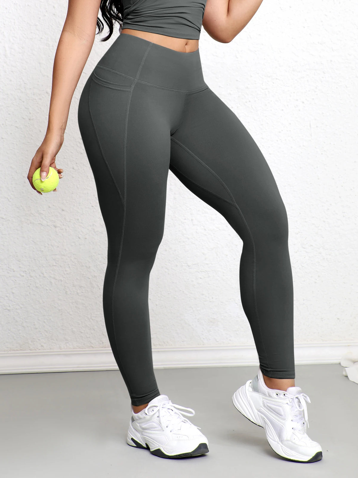 Super Soft Sports Leggings With Pockets For Women High Waisted Workout Yoga Running Push Up Gym Fitness Tight Pants Women's