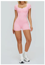 Yoga Set Women's Tracksuit Yoga Overalls One-Piece Sportswear Women's Short Sleeves Gym Workout Clothes Fitness Stretch Bodysuit
