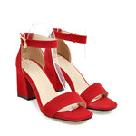 Women Sandals New Summer Fashion Sandals Medium High Heels Outdoor Elegant Wedding Shoes Bridal Plus Size Buckle Strap Sandals