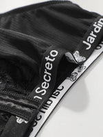 Large size underwire lingerie with sexy letter band design plus size braissere women's lace underwear black bra MR3474