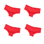 4Pcs/Set Women's Swim Fabric Lace Briefs Seamless Mid Waist Panties Solid No Show Underwear Cotton Gusset Plus Size 4XL