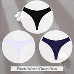 3Pcs/Set Women Cotton G-String Panties Female Low Rise Thongs Ladies Sexy Bikini 7 Solid Color Girl Soft M-XL Intimates Lingerie