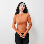 Women Stand Collar Full Zip Slim Fit Sports Jacket Soft Breathable Cropped Yoga Running Daily Workout Outerwear