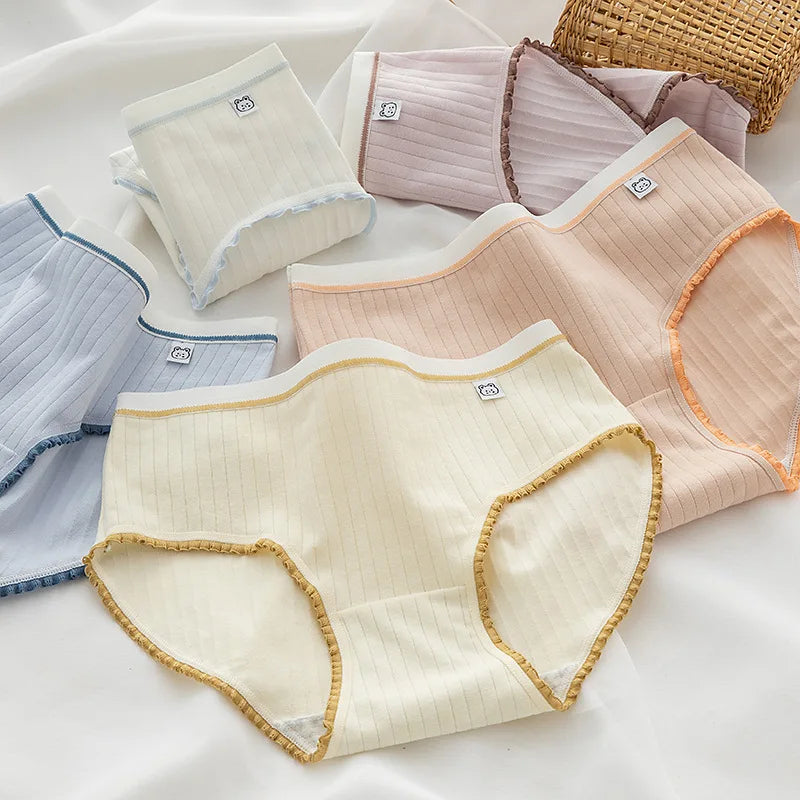 Cute Panties Women Cotton Briefs Breathable Underwear M-XL Lingerie Female Low-Rise Bow Underpants New