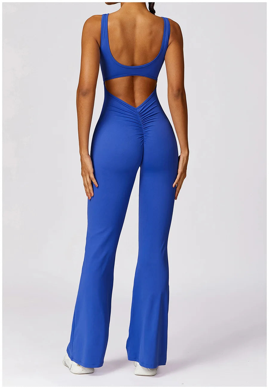 Women Sexy Back V Jumpsuit Gym Set Training Yoga Suit Sportswear Sports Jumpsuit Fitness Rompers Stretch Workout Bodysuits 8260
