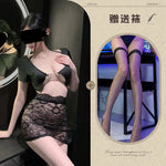 Sexy lingerie, lace butt-covering secretary uniform, sexy pure desire flirting pajamas set
