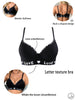 Ribbed Underwire Push Up Bra for Women Letter Trim Wide Side Support Comfortable Daily Lingerie