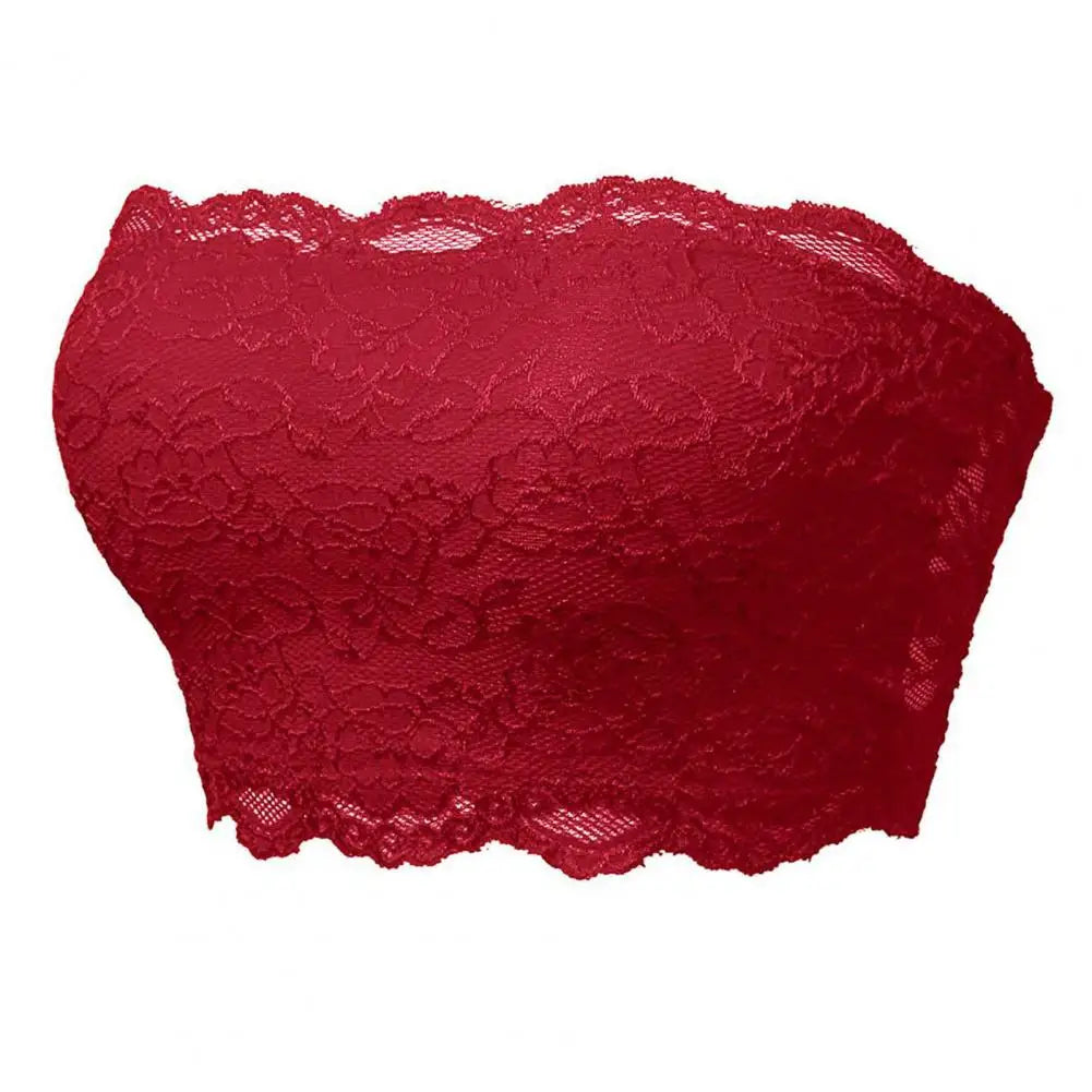 Women Invisible Bra Strapless Lace Elastic Soft Breathable Seamless Push Up Breast Support Flower Embroidery Lady Underwear