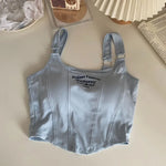Letter Print Tank Top Women Cotton Bras Tops Hot Girls Streetwear Underwear Built In Bra Small Cup Crop Top Padded Camisole