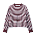 Spring Autumn Casual Loose Tops for Women Long Sleeve Round Neck Loose Fit Striped Print T-shirts