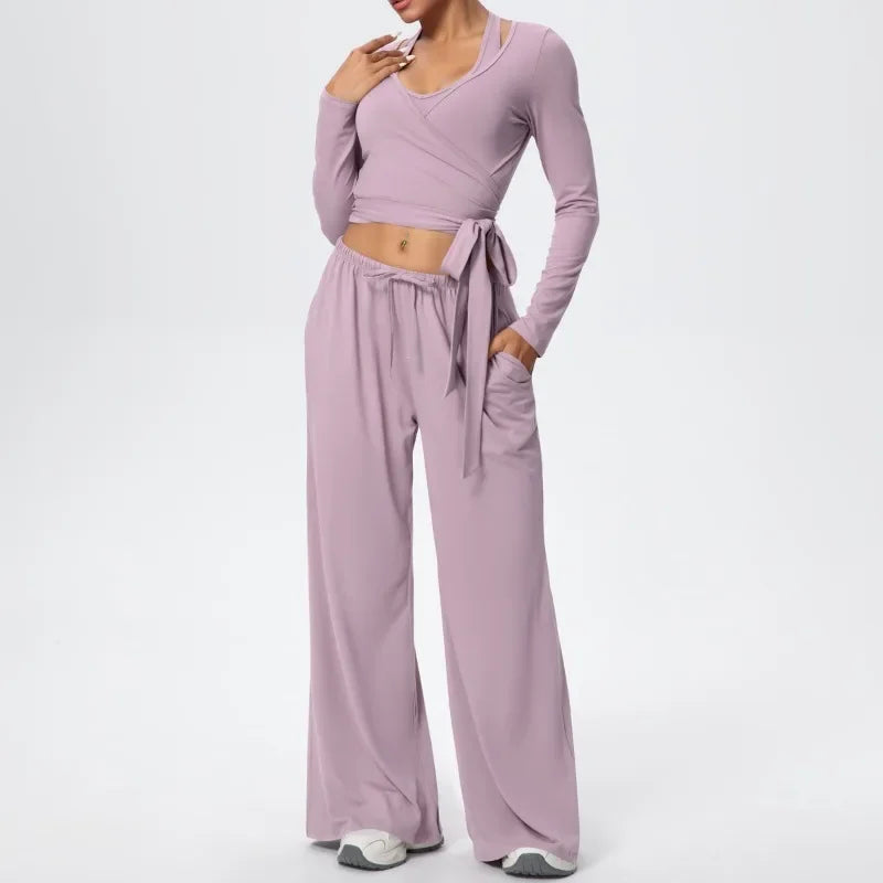 3 Pcs Women's Seamless Yoga Set Sports Fitness Gym Slim-Fit Long Sleeve & Tank Top Suits Workout Running Training Sets
